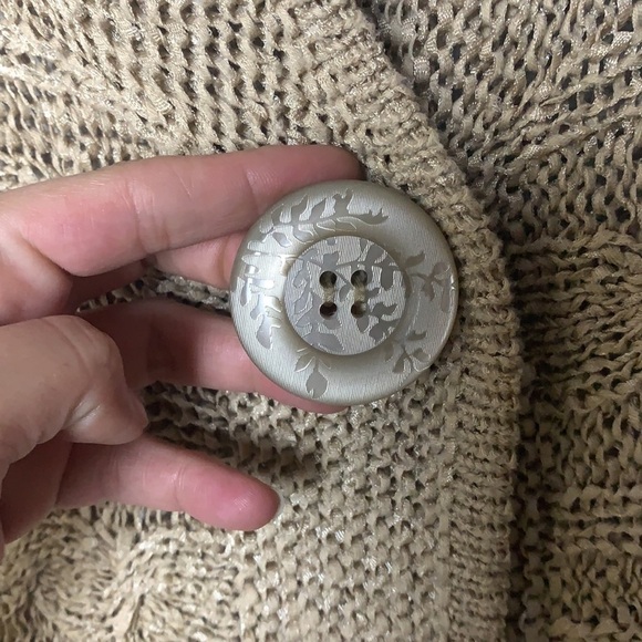 Tribal Neutral Toned Crochet Sweater Cardigan Size P/S - Picture 7 of 12